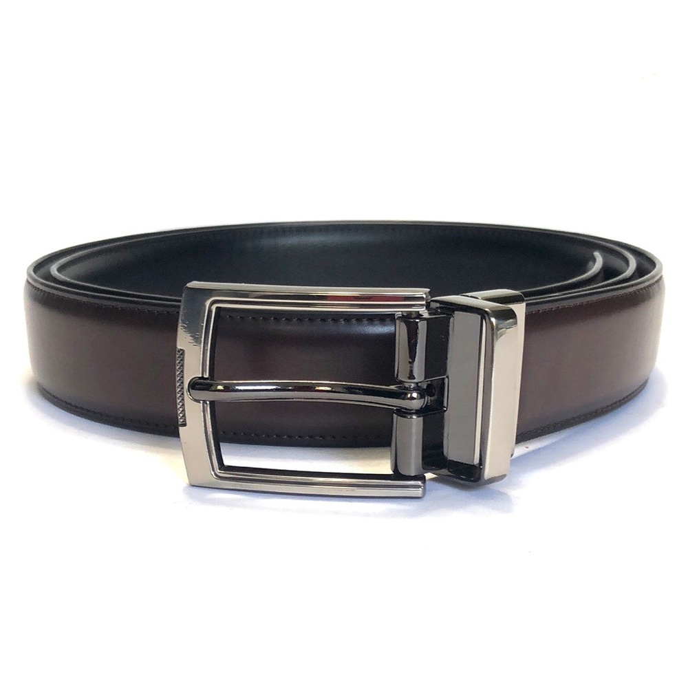 Men’s Reversible Black & Burgundy Vegan Leather Belt size Large